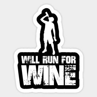 Will Run for Wine - male runner Sticker